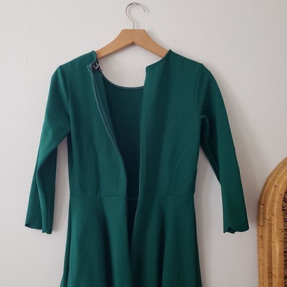 Lulu's Cumulonimbus Clouds Scalloped Hem Dress Green M - Picture 2 of 8